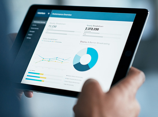 electronic device showing a report with graphs