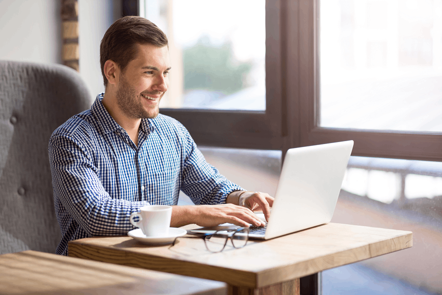 Man using body language by smiling